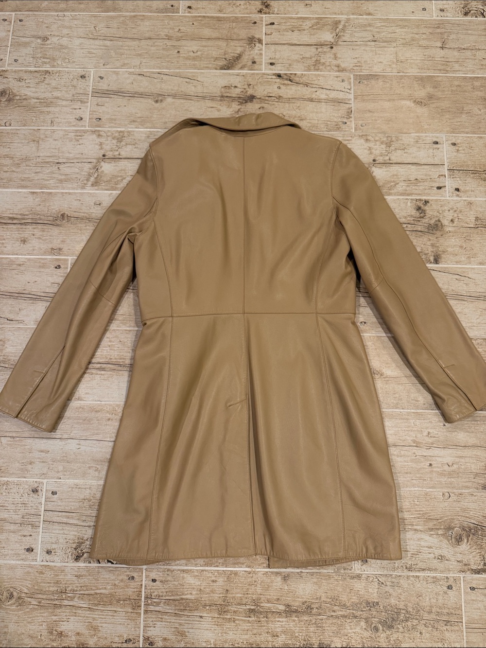 Kenneth Cole Beige/Tan Leather Trench Coat - Picture 5 of 5